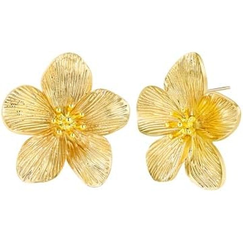 E冬大化夏海ดอกไม้耳环 สําหรับผู้หญิงโดย SNG Gold Plated Kota ดอกไม้งบ E.gradle สร้อยคอเครื่องประดับ E ใหญ่ฤ