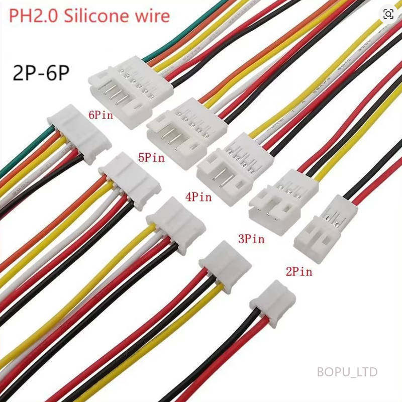 10 คู่ Micro JST PH2.0 สายซิลิคอนอ่อน 10 ซม.PH2.0 2/3/4/5/6 P ชายหญิงปลั๊กขั้วต่อสายไฟ 26AWG 10 ซม. Aerial Docking 2P ปลั๊กแจ็คซ็อกเก็ต Terminals ลวด