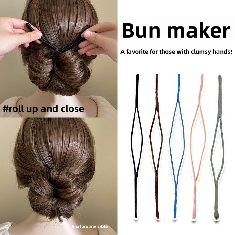 เครื่องมือ Bun Simple สีทึบ Wand Twist คลิป, Simple Rod, ดอกไม้ Bud Head Lazy Updo
