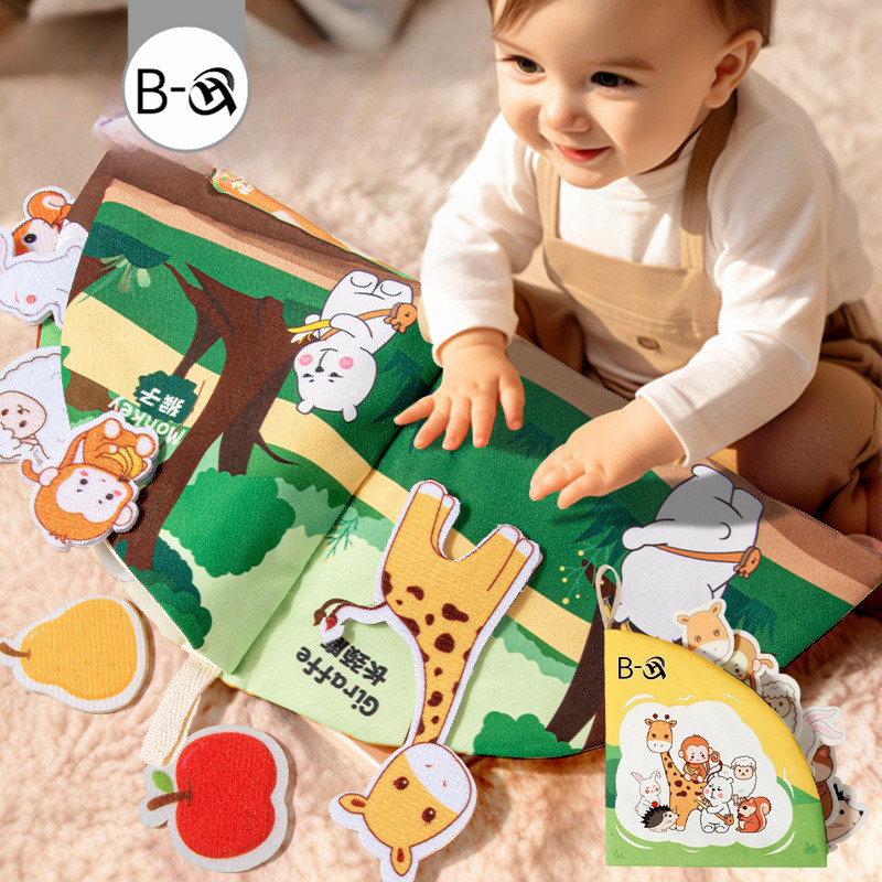 BHQ หนังสือผ้าเด็ก สามารถแปะได้ กระดาษเสียงในตัว ล้างทําความสะอาดได้ ไม่ง่ายที่จะเสียรูป
