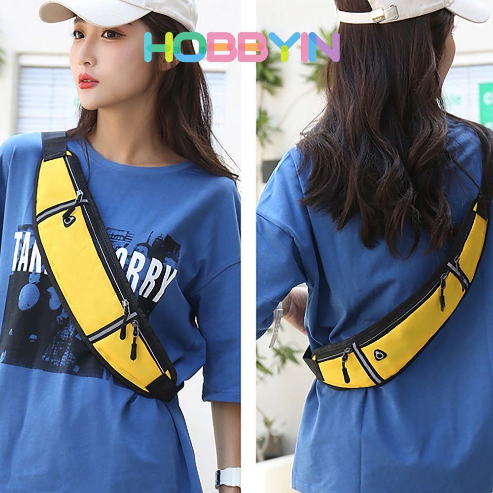 hobbyin HOBBYIN Fanny Pack, เข็มขัดวิ่งไนลอนกระเป๋าคาดเอว, ทนทานสวมใส่ด้วยเทปสะท้อนแสงโทรศัพท์เข็มขัดกีฬาขี่กลางแจ้งฟิตเนส