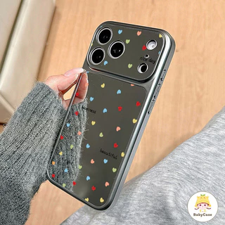 เคสโทรศัพท์กระจกสีรูปหัวใจ เคสไอโฟน17 เหมาะสำหรับIPhone X XS Max17 16 11 13 XR 14 12 ProMAX 14 Plus