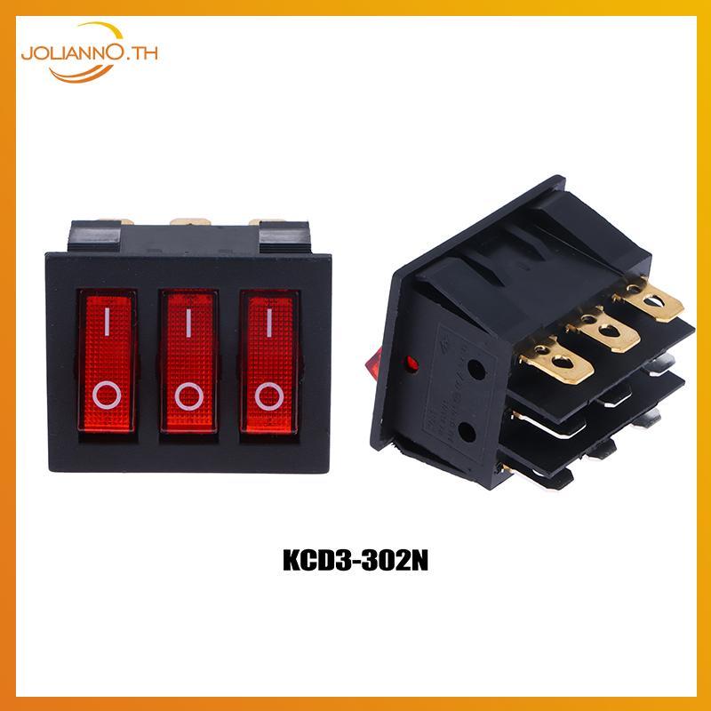 Joliann0 KCD3 3-Way Rocker Switch ไฟสีแดง 9 Pin ON-OFF/ON-ON 16A/20A 250V 125V AC th