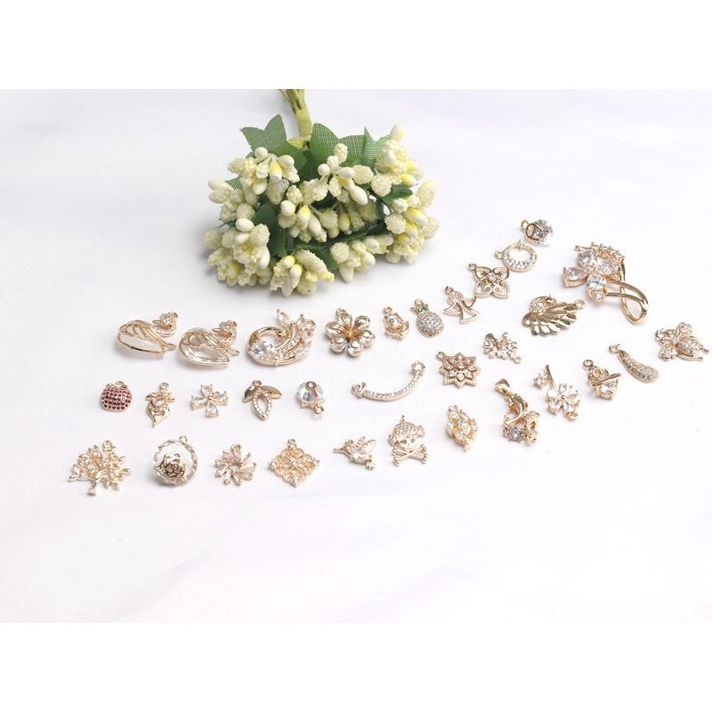 1 Rare Earth Glass Edge อัญมณีเพทาย Micro-Inlaid หงส์สับปะรดจี้สร้อยคอ DIY Hairpin Yingluo อุปกรณ์เส