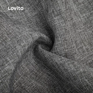 Lovito จั๊มสูทผู้หญิงสีเทา สไตล์ลําลอง ทรงไม่สมมาตรระบายพลิ้วไหว เหมาะสําหรับใส่ในฤดูใบไม้ผลิและฤดูร้อน L189ED207