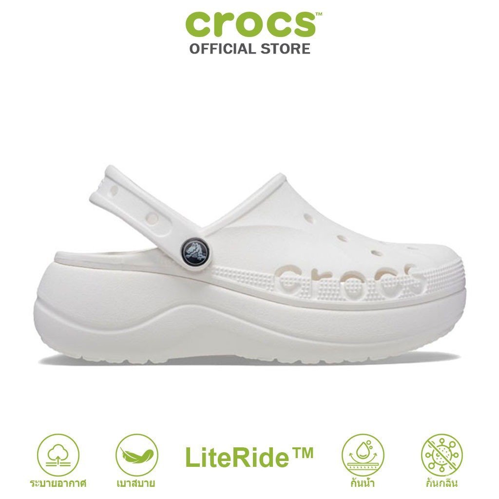 CROCS รองเท้าลําลองผู้หญิง BAYA PLATFORM CLOG รุ่น 208186100 - สีขาว