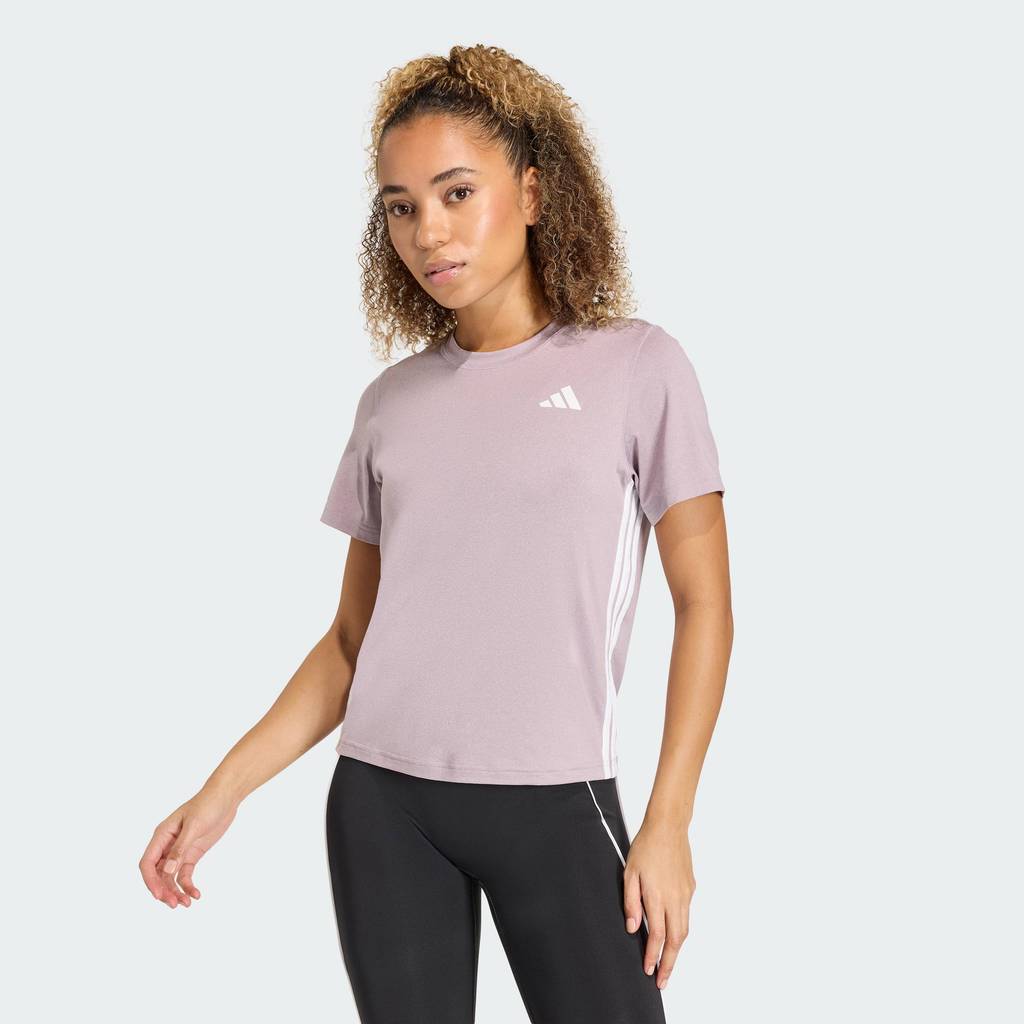 adidas Gym & Training เสื้อยืดออกกำลังกาย Train Essentials 3-Stripes ผู้หญิง สีม่วง KC3026
