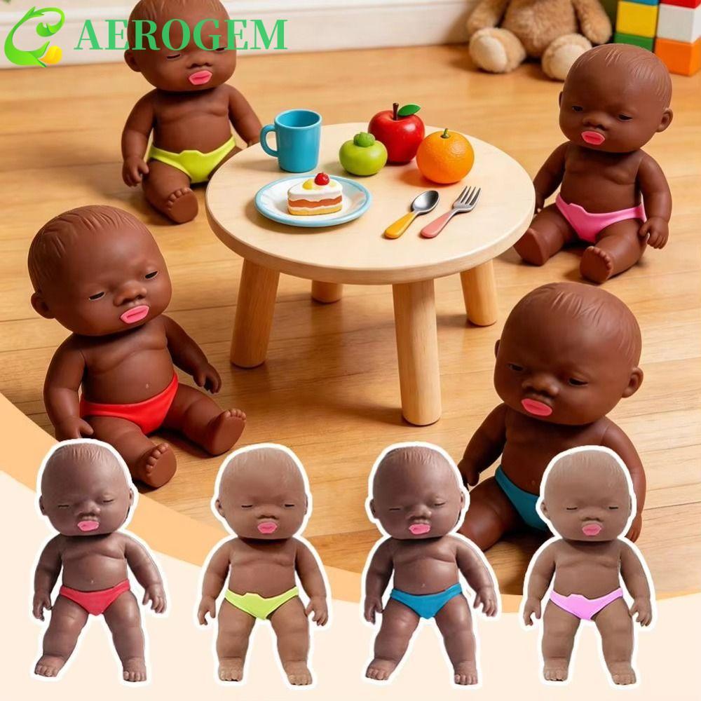 AEROGEM ตุ๊กตาบีบของเล่น, Siliconen Palm Reborn Doll TPR Palm Mini Doll, Reborn Baby Complexion จําล