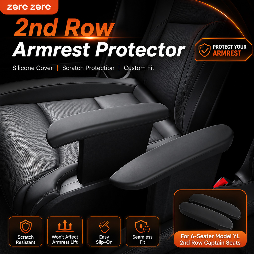 สำหรับ Tesla Model YL 6 ที่นั่ง ฝาครอบที่วางแขนแถวสอง ซิลิโคนป้องกันที่วางแขน กันรอยขีดข่วน กันสกปรก ปกป้องเบาะภายในรถ อุปกรณ์เสริมรถยนต์ Zero zero