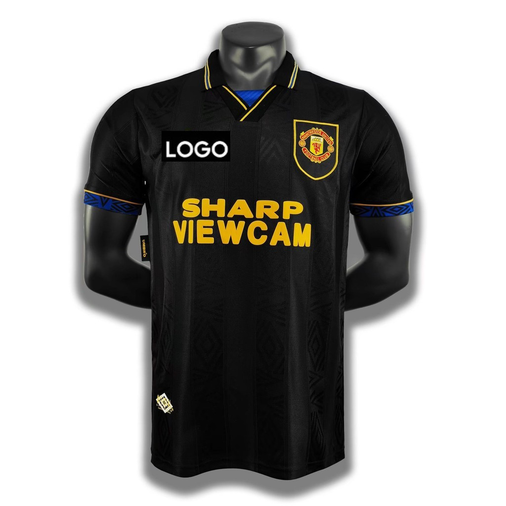 1993/1994 Man UTD Away Black Soccer Jersey Manchester United 93 94 CANTONA Retro Adult Football Shir