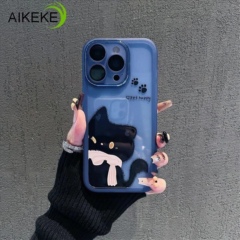 น่ารักแมวดําเคสโทรศัพท์เลนส์สําหรับVivo V27 V25 V27E V25E V23E V21E V20 V20E V17 Neo V9 T4X T4 T3 Ul