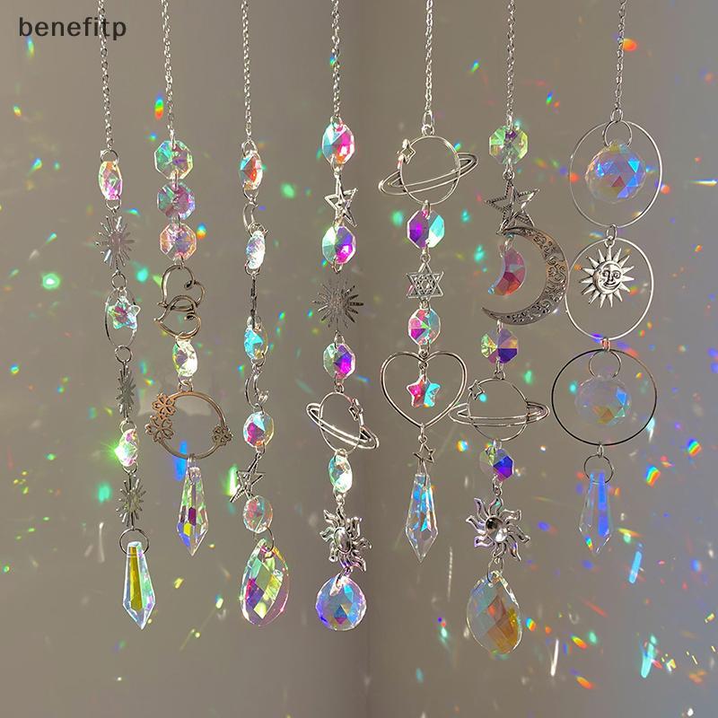Benefitp แขวนจี้คริสตัล Garden Suncatcher กระดิ่งลม Rainbow Prism คริสตัลสําหรับตกแต่งหน้าต่างร้อน