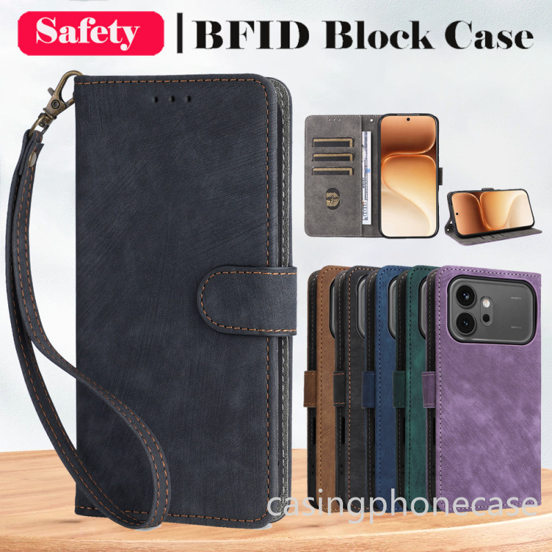 เคสโทรศัพท์สําหรับ Honor 600 Pro Lite e 600Pro 600Lite 600e 4G 5G 2026 ปลอกหนังป้องกันการโจรกรรมแปรงพร้อมเชือกเส้นเล็กกันกระแทก Flip Card Slot Stand Holder Bracket ฝาหลัง