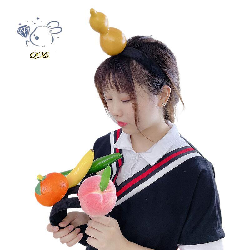 [QOE] ตลกจําลองผลไม้ผักผม Hoop ขนมปังแครอทกล้วย Hairband พริกไทยวันเกิดคอสเพลย์ฮาโลวีน Headwear VN