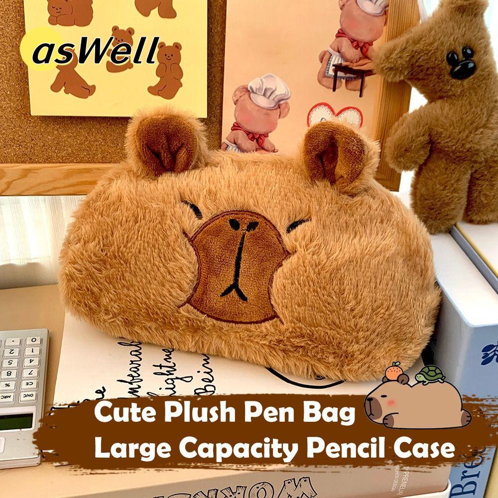 กระเป๋าปากกา ASWELL, ดินสอ Capybara , สํานักงานกระเป๋าเครื่องเขียนการ์ตูนความจุขนาดใหญ่มัลติฟังก์ชั่