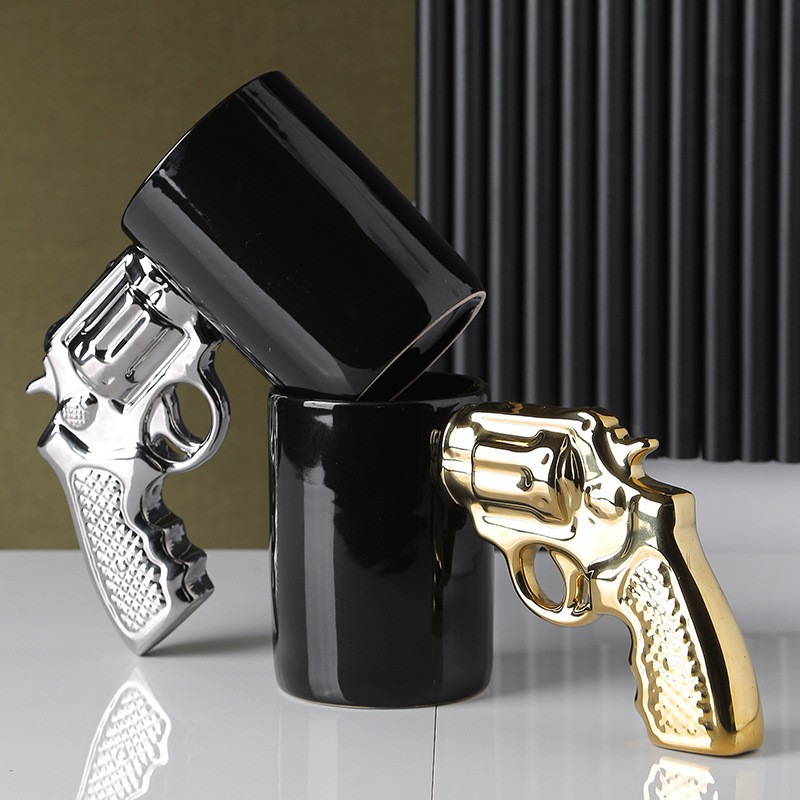 Creative Revolver Handle ถ้วยน้ํา Desert Eagle ถ้วยเซรามิคแก้วทหารของเล่นถ้วยของขวัญชา