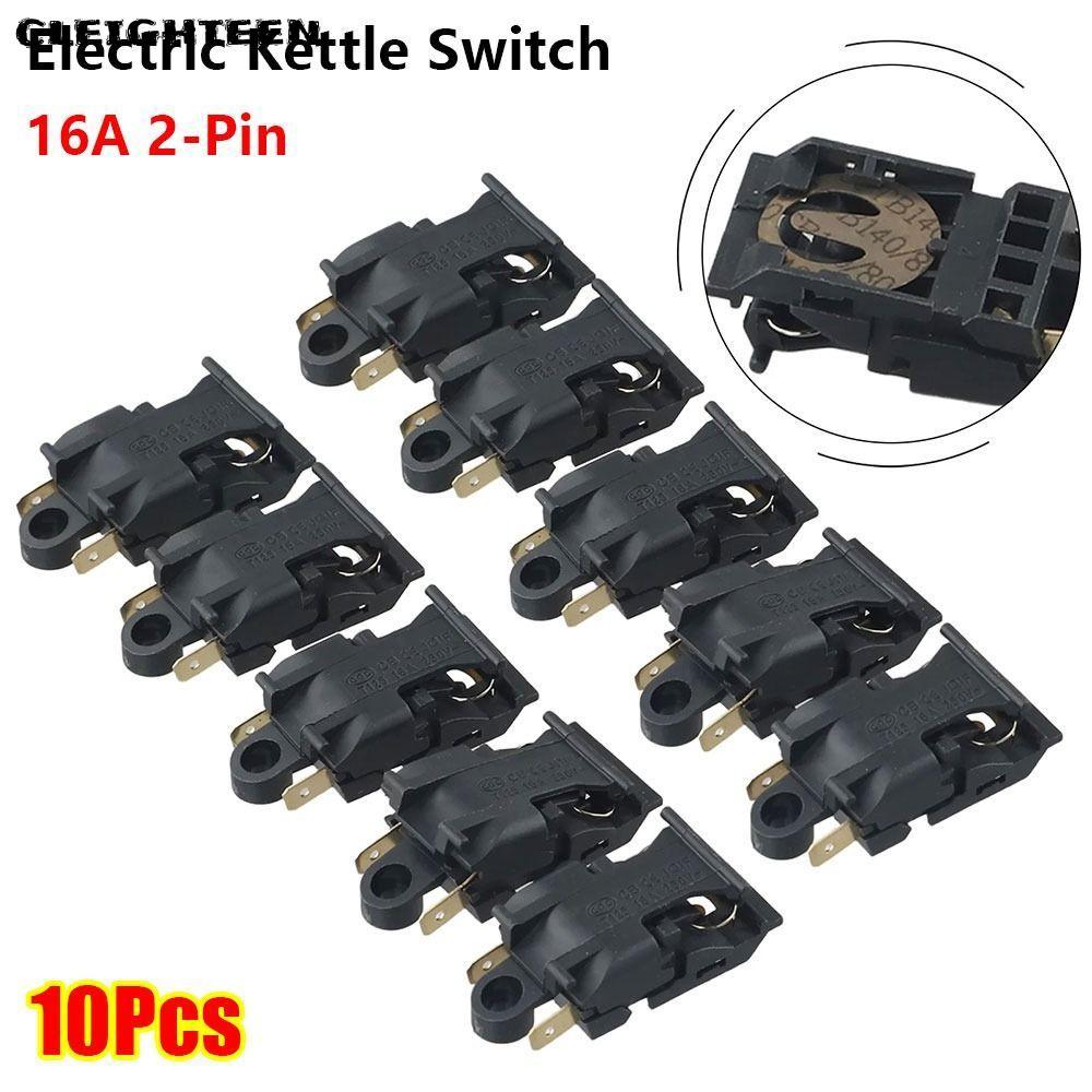 CLEIGHTEEN 10 ชิ้นกาต้มน้ําไฟฟ้าสวิทช์, 2-Pin 250V Thermostat อุณหภูมิควบคุม, ทนทาน 16A สีดํา XE-3 JB-01E ครัว Part
