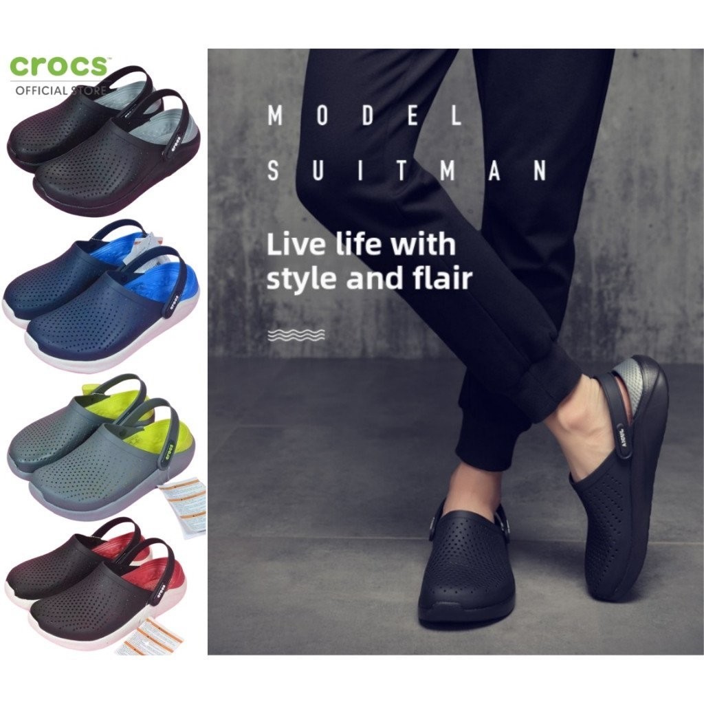 CROCS ของแท้ สินค้าพร้อมส่งCrocs ™   รองเท้าลําลองสําหรับผู้ใหญ่รองเท้าแตะคู่แฟชั่นกันลื่นพื้นนิ่มเพ