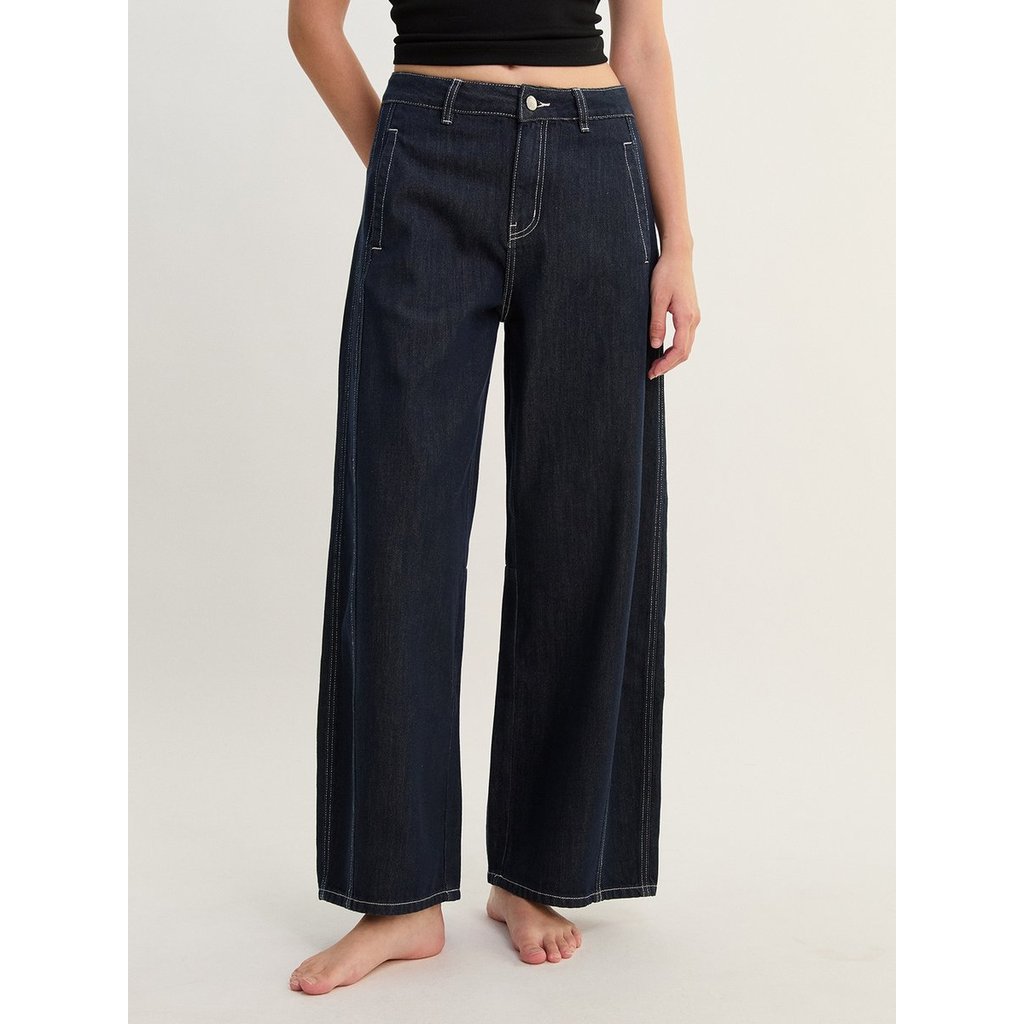[Pomelo] กางเกงยีนส์ทรงขากว้าง / Mid Waist Wide Leg Denim Pants