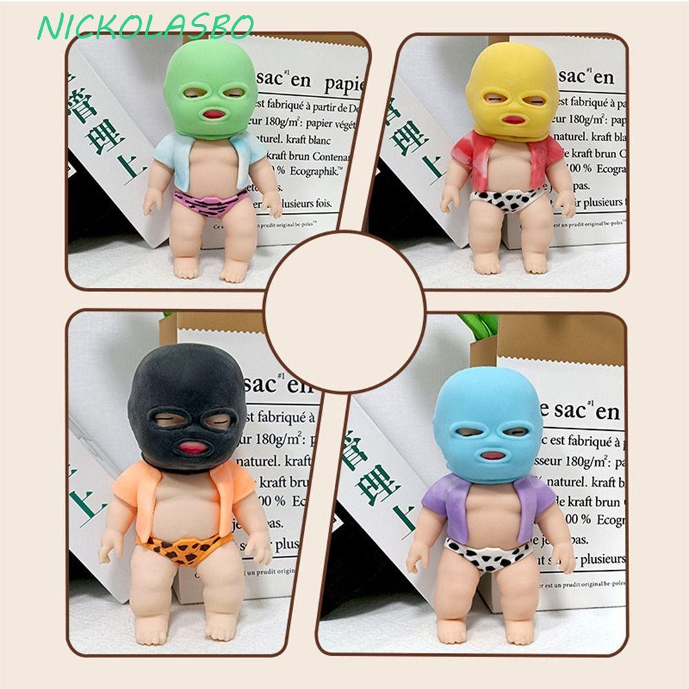 CORAZOKIS Masked ตุ๊กตาบีบ Fidget ของเล่น TPR การ์ตูน 3D Pinch Sensory ซิลิโคน Tricky ของเล่นสําหรับเด็ก