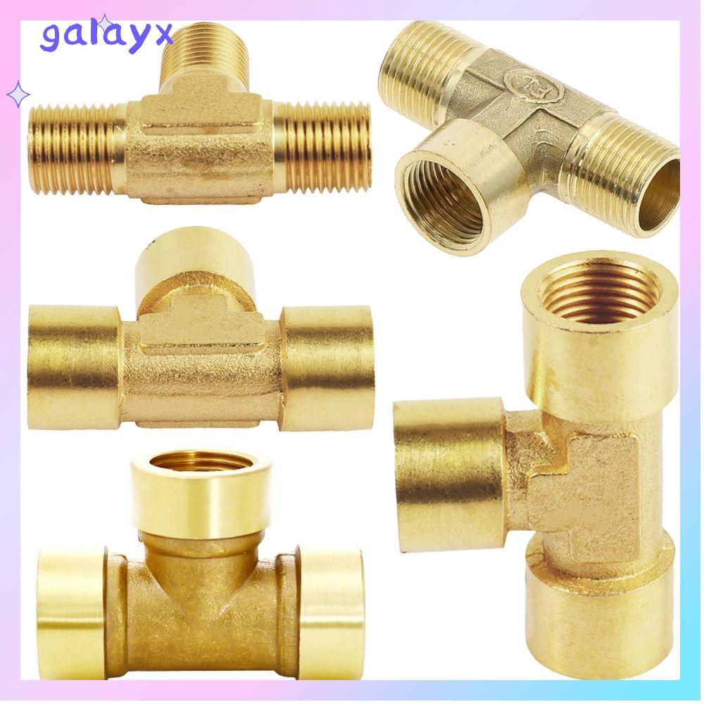GALAYX ข้อต่อท่อ, 1/8" 1/2 "3/4" 1" ทองเหลืองท่อ Fitting ท่อ Barb, ทนทานทองเหลืองชาย/หญิงด้าย Tee ประเภท Coupler Connector อะแดปเตอร์ PU PE หลอด