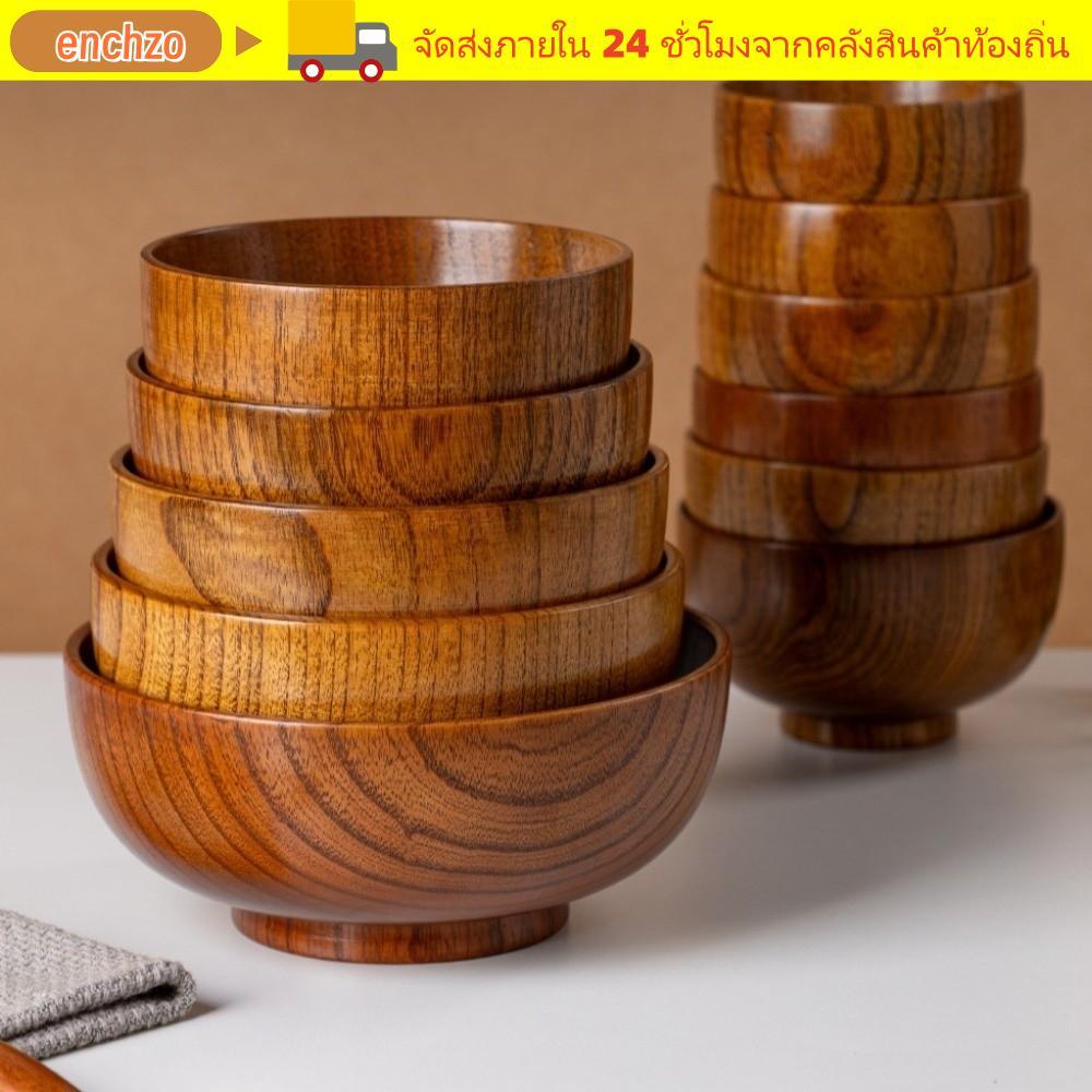 ENCHZO ชามไม้, หัตถกรรมทํามือชามซุปภาชนะบรรจุอาหาร, อุปกรณ์ไม้สไตล์ญี่ปุ่นในครัวเรือนบนโต๊ะอาหาร