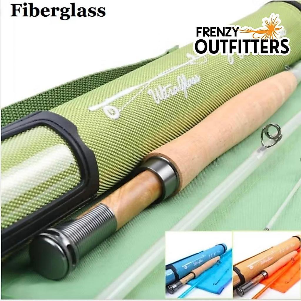 ไฟเบอร์กลาส Fly Fishing Rod โปร่งใสสีส้ม 5wt 8ft 3 ชิ้น ultra glass