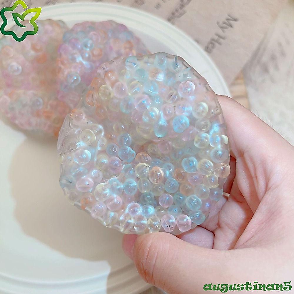 AUGUSTINAN ของเล่นบีบมุก, หินลูกปัด Squishy Pearl Noisy Ball ของเล่น, ลูกน้ําตาลน่ารัก TPR Qingti Pulp Pearl Balls บีบของเล่นเครื่องประดับตาราง
