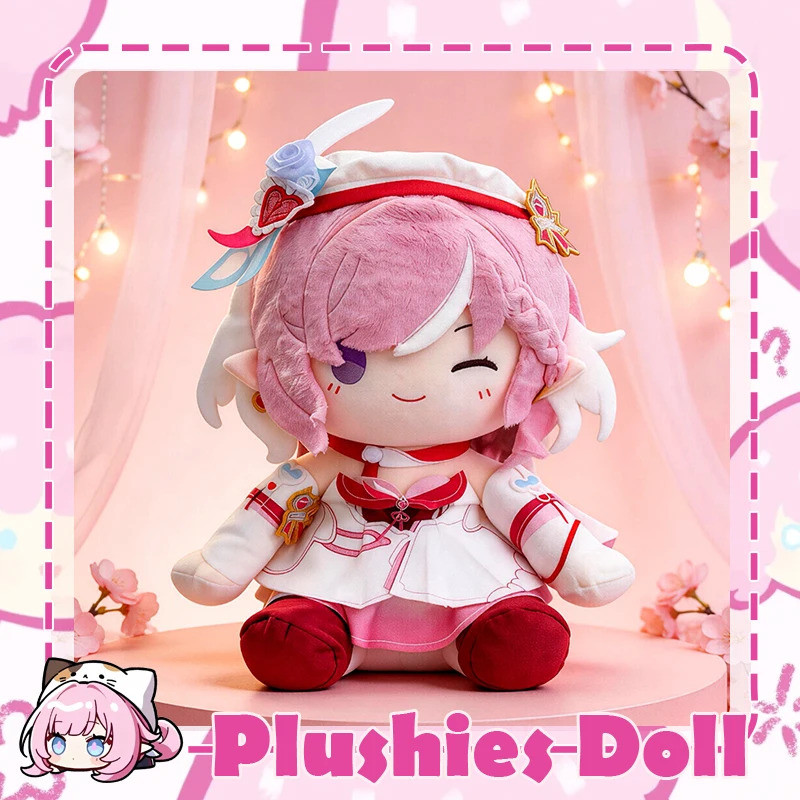 เกมผลกระทบ Honkai 3 Elysia Hi Love ELF ตุ๊กตาตุ๊กตานั่งของเล่น Plushies เสื้อผ้าหมวกอะนิเมะหมอนนุ่มร