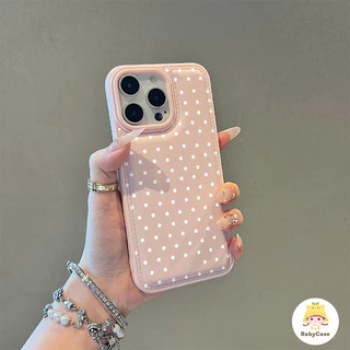 เคสโทรศัพท์ป้องกันการตกสีขาวลายจุดสไตล์ เคสไอโฟน 17 เหมาะสำหรับ IPhone 13 14 17 15 11 12 16 Pro Max 14 15 16 Plus Air