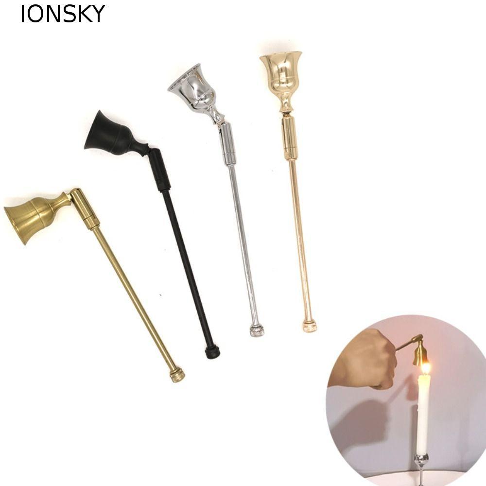 IONSKY เทียน Snuffer เครื่องดับเทียนแบบปรับได้โลหะหลากสีด้ามยาวหรูหราวินเทจใช้งานง่ายฝาครอบเปลวไฟไส้ตะเกียงการตั้งค่าบ้าน