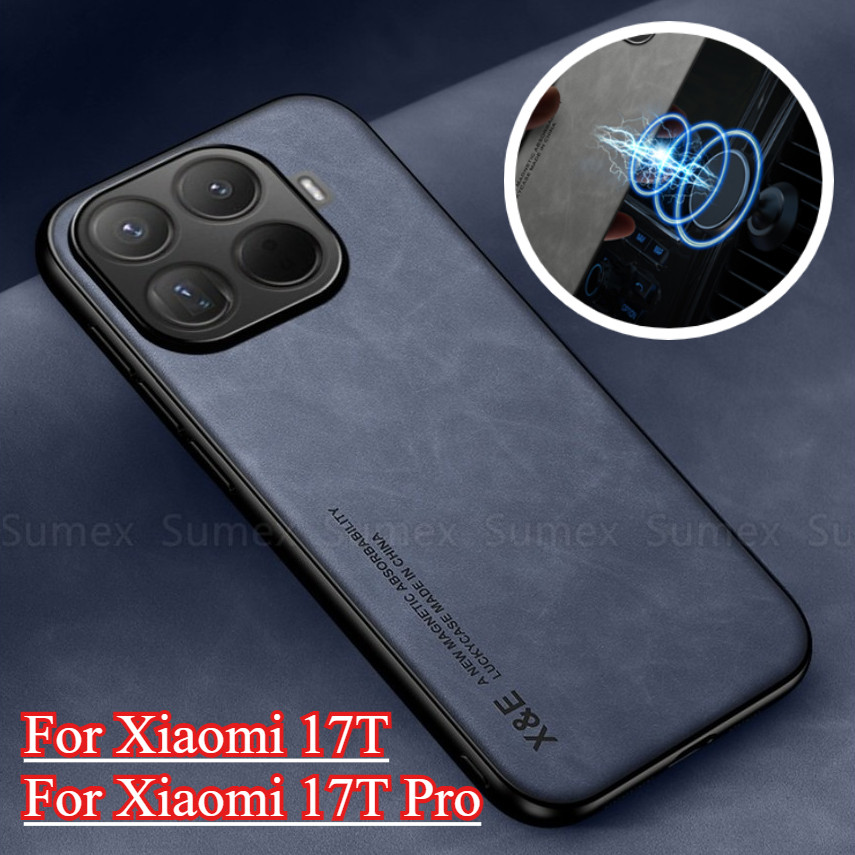 หรูหราหนังสําหรับ Xiaomi 17T Pro Xiaomi17T 5G กันกระแทกธรรมดาสีทึบโทรศัพท์ฝาหลังแฟชั่นกล้องเลนส์ป้องกันกรณี Mi17T Mi 17 T 17TPro Max 2026