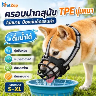 【PetZap】พร้อมส่ง COD ตะกร้อครอบปากหมา ตะกร้อครอบปากสุนัข ที่ครอบปากหมา ที่ครอบปากสุนัข สายรัดสะท้อนแสง กันกินผิดCW-079