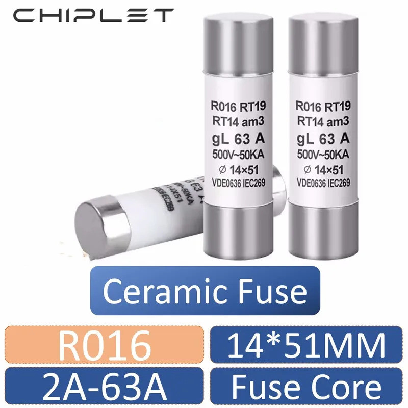 20 ชิ้น R016 ฟิวส์ตัวต้านทาน 14X51 ฟิวส์เซรามิคหลอด 14*51 2A 4A 6A 10A 16A 20A 32A 50A 63A R016 RT19