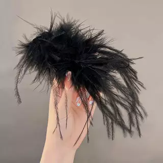 (duyonglinfff) กิ๊บติดผมขนนกสีขาว Super Fairy Headdress งานแต่งงานภาพทุกวันบุคลิกภาพขนนกหวาน Barrettes อุปกรณ์เสริมผมใหม่