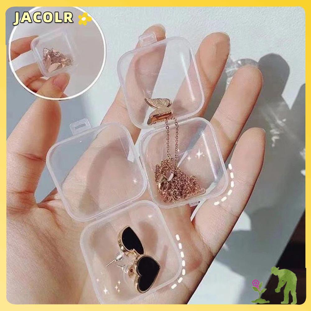 กล่องเก็บของทรงสี่เหลี่ยม JACOLR, ภาชนะเก็บต่างหู PP หลายขนาด, กล่องปลั๊กอุดหูกันฝุ่นแบบใส