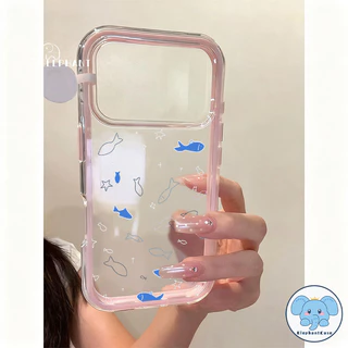 สำหรับ IPhone 16 14 15 Plus 17 15 Air 16 11 13 XR 12 14 Pro Max 17 16 13 Pro เคสใสเปลี่ยนสี 2in1 ปลาน้ำเงิน กันกระแทก