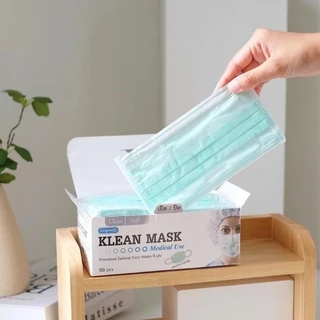 (5กล่อง) Klean Mask คลีนมาส์ก หน้ากากอนามัย สีเขียว สีชมพู สีฟ้า สีขาว สีดำ