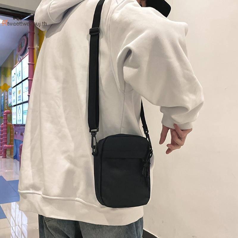 Tw Compact กระเป๋าสะพายสตรีขนาดเล็กผู้ชาย Crossbody สีทึบกระเป๋าซิปที่ปลอดภัยสําหรับโรงเรียนหรือทุกวัน Commute huj