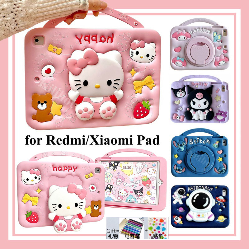 สําหรับ Redmi Pad SE 8.7 11 10.6 Pro 12.1 Pad2 9.7 2026 Xiaomi Pad 5 6 7 Pro 8 8Pro 11.2 น่ารักการ์ตูนซิลิโคนกันกระแทกแท็บเล็ตพร้อมช่องเสียบปากกาสายคล้องของขวัญสําหรับชายหญิง xiaomi 5 6 7 8 pro redmi pad2 SE 9.7 8.7 11 แผ่น 2pro kpad2 8.8 2026 กรณี