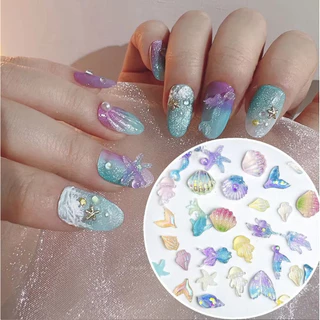 Aurora Mermaid Resin เรซินออโรร่า ธีมทะเล 50ชิ้น รูปนางเงือก เปลือกหอย ปลาดาว ตกแต่งเล็บ 🚀 พร้อมส่งทันที