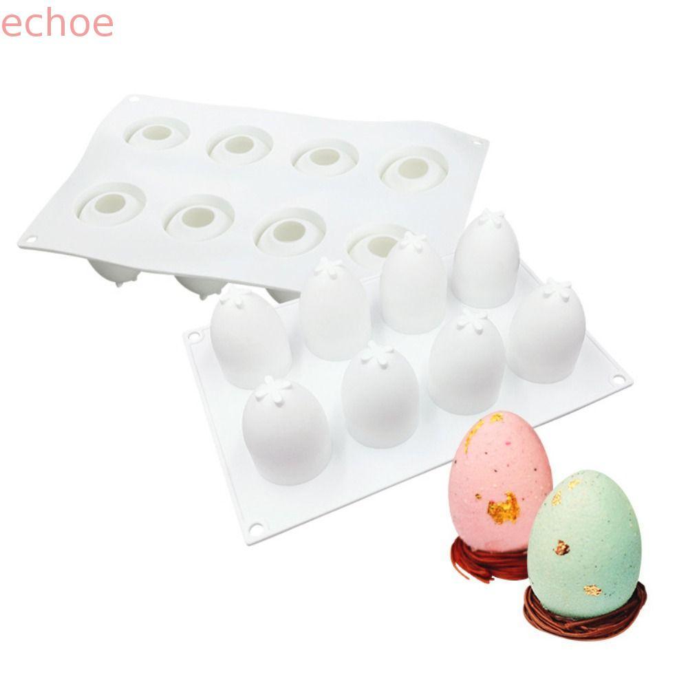 ECHOEDGE แม่พิมพ์ไข่อีสเตอร์, แม่พิมพ์ซิลิโคนแบบใช้ซ้ําได้ไร้กลิ่น, แม่พิมพ์เค้ก 8 หลุมซิลิโคนเกรดอาหารไข่ Mould ทําอาหาร