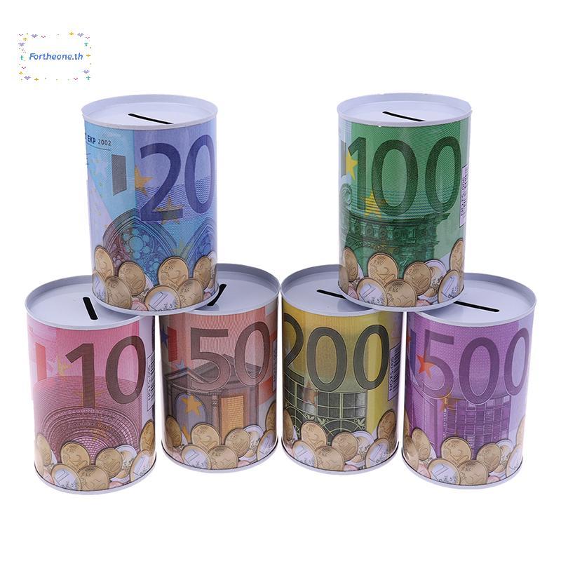 FOT Euro Dollar Money Box ปลอดภัยกระบอก Piggy Bank Bank สําหรับเหรียญกล่องฝากเงิน TH