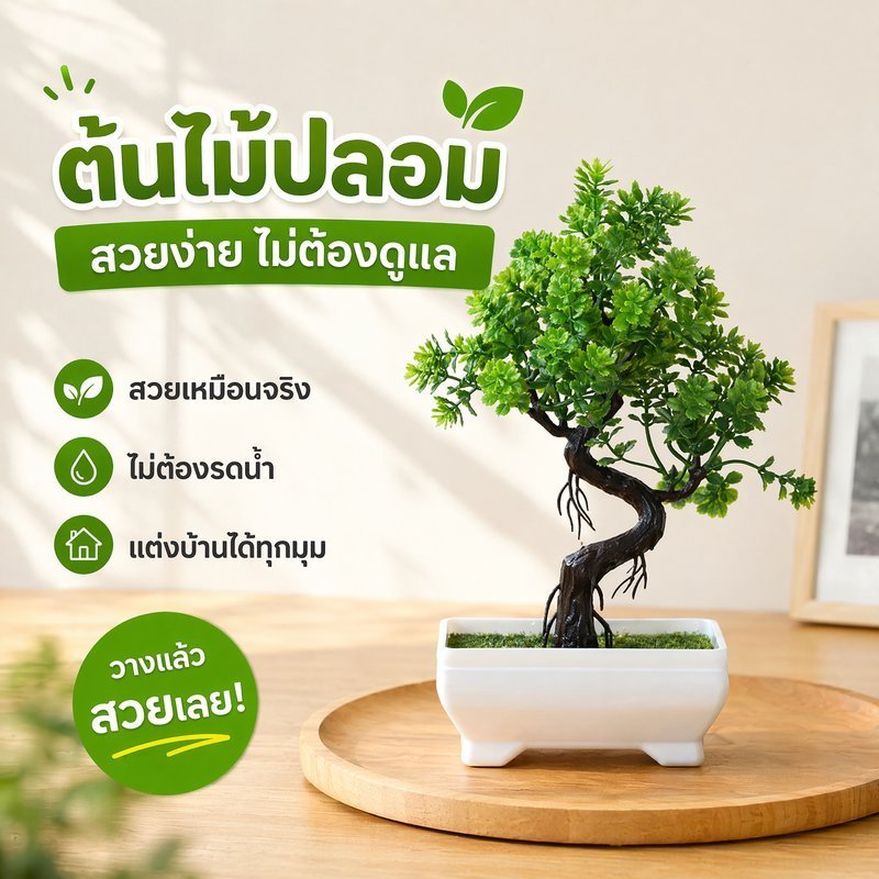 บอนไซประดิษฐ์ พืชประดิษฐ์ ต้นบอนไซจำลอง  พร้อมกระถางต้นไม้ ตกแต่งบ้าน โต๊ะทำงาน ห้องนอน ไม่ต้องดูแล สไตล์มินิมอล