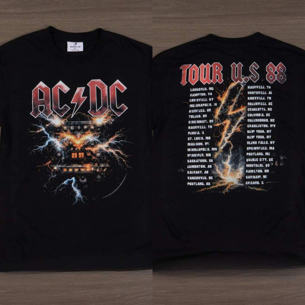 เสื้อยืดสีดำ Rocket Lab ACDC ทำจากผ้าฝ้ายUSAพรีเมี่ยม สกรีนDTGคุณภาพดี