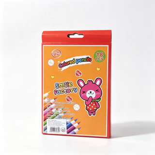 ดินสอสีไม้ 18 สี กล่องลายการ์ตูน สีสวยสดใส L-1884(ยกโหล12แพค)