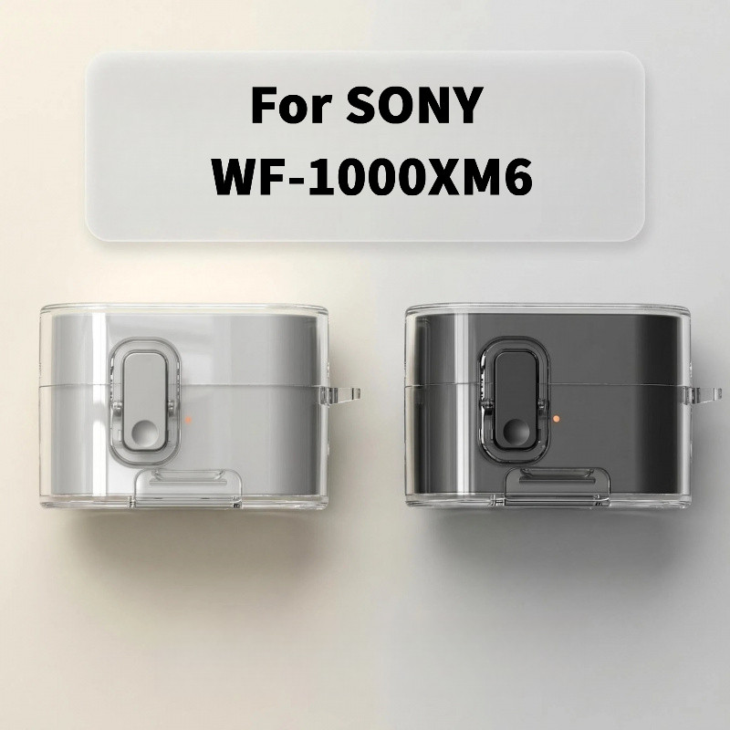 มัลติฟังก์ชั่นโปร่งใสคุณภาพสูง TPU Sony WF-1000XM6 เคสป้องกันบลูทูธพร้อมล็อคและขาตั้ง