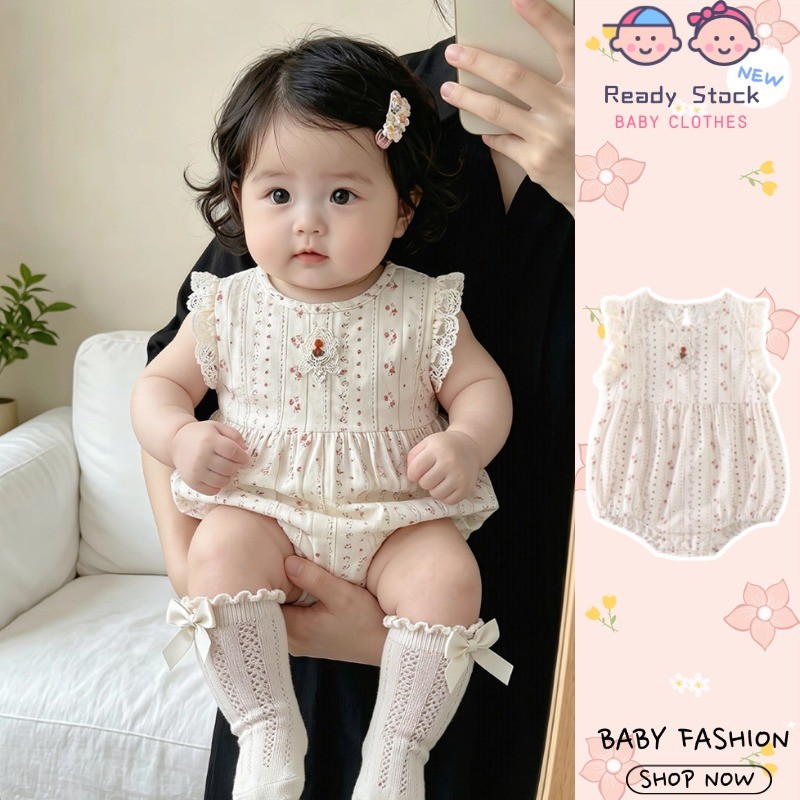 สาวใหม่เสื้อผ้าเด็กฤดูร้อนแขนกุดบางร่างกายเสื้อผ้า0-24เดือนน่ารักสุดน่ารักสไตล์ต่างประเทศการ์ตูนดอกไม้บอดี้สูท