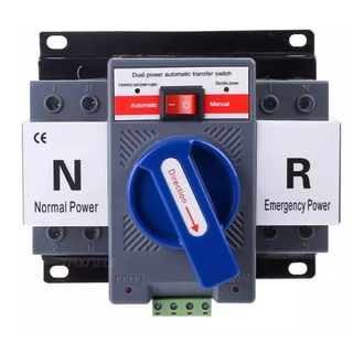 ATS Automatic Transfer Switch 2P 63A สวิตช์สลับไฟหลักไฟสำรอง Auto Manual 1 เฟส สวิตช์สลับแหล่งจ่ายไฟอัตโนมัติ ไฟหลัก ไฟส