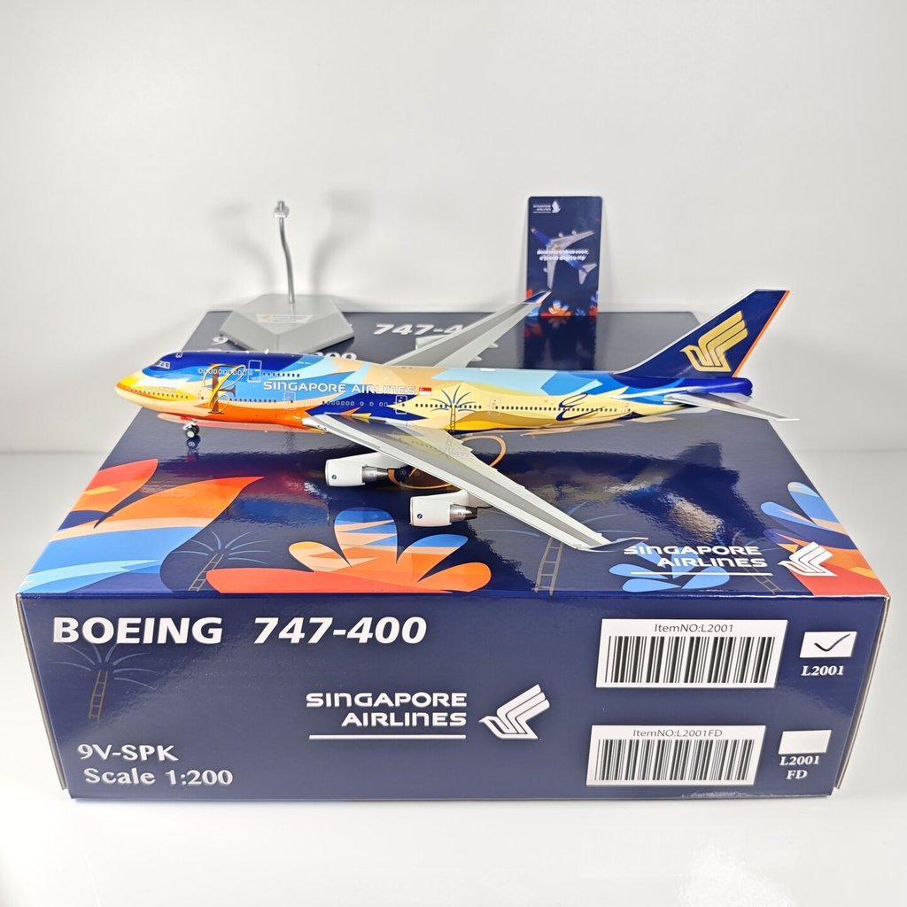 จัดส่ง 48 ชั่วโมง - SQ Wings 1: 200 Singapore Airlines B747-400 9V-SPK เที่ยวบินนกเจ็ดสี 006